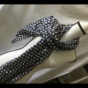 RAYON SCARF Blue/Gray with white stars Size Large